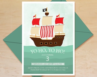 Pirate Ship Birthday Invitation, Pirate Birthday Invitation, Pirate Ship Invitation, Pirate Invitation, Pirate Birthday Theme, Printable