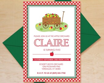 Apple Orchard Invitation, Orchard Birthday Invitation, Apple Birthday Invitation, Apple Wagon Invitation, Fall Birthday Theme, Printable