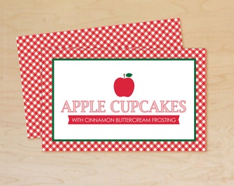 Apple Food Labels, Apple Place Cards, Apple Buffet Cards, Apple Party Decor, Apple Food Tents, Apple Table Tents, Apple Birthday Theme