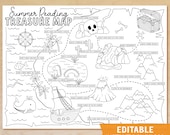Summer Reading Printable for Kids, Summer Reading Treasure Map, Book Log, Reading Challenge, Summer Reading List, Editable Template