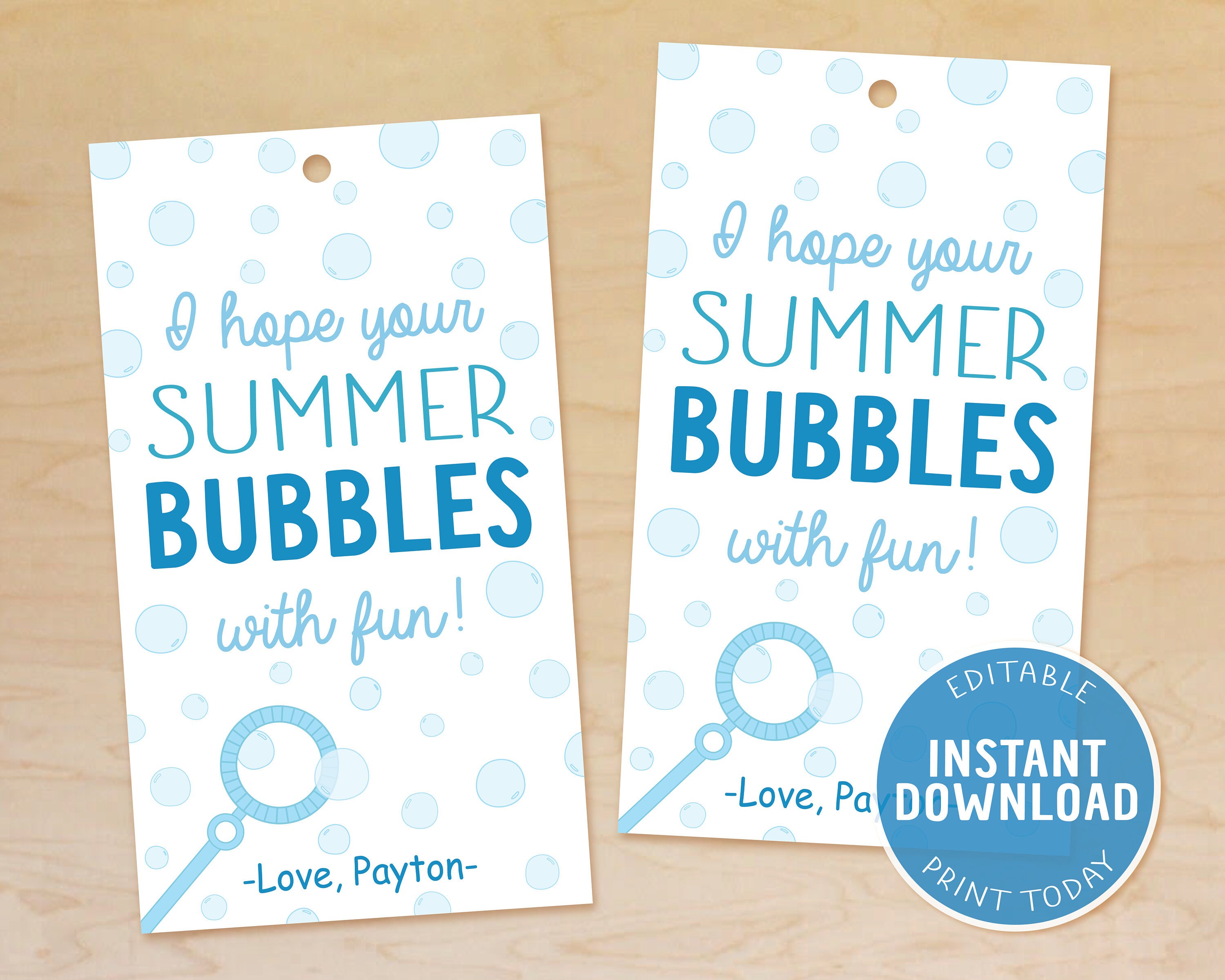 Hope Your Summer Bubbles With Fun End Of The Year Tag Summer Etsy Canada