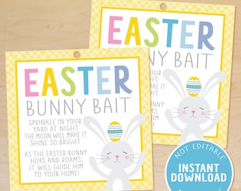 Easter Bunny Bait Tags, Printable Easter Tag, Kids Easter Basket Tags, Classroom Easter Favor, Student Easter Gift, Kids Easter Activity