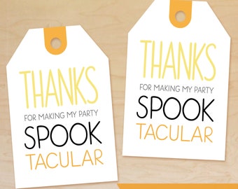Halloween Party Favor Tags, Halloween Thank You Tags, Halloween Party Decor, Halloween Birthday Party, Spooktacular Birthday Party Decor