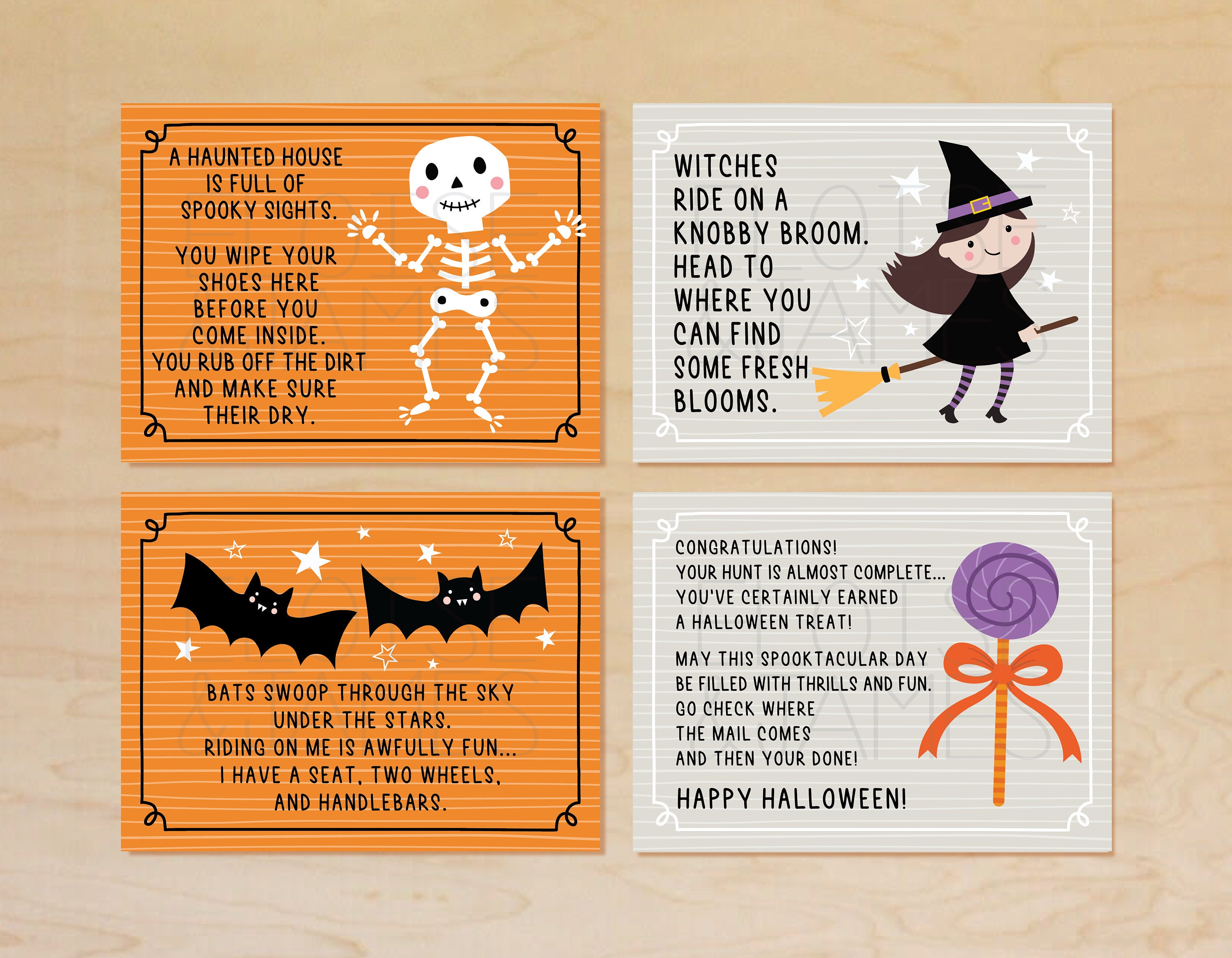 Outdoor Halloween Scavenger Hunt for Kids, Halloween Treasure Hunt Clue ...