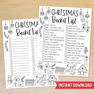 Christmas Bucket List Printable, Winter Bucket List Template, Christmas Activity Checklist, Family Fun To Do List, Holiday, Editable PDF