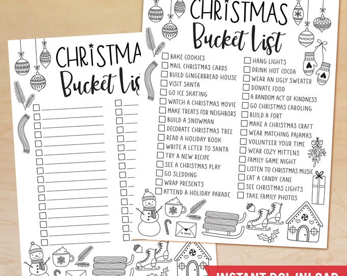 Christmas Bucket List Bucket List Printable Winter Christmas Winter ...