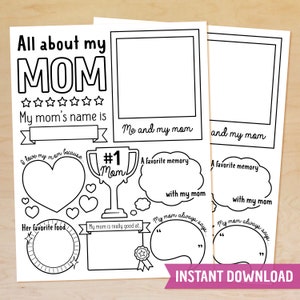 All About Mom Questionnaire, Mother&#39;s Day Printable, Kids Gift for Mom, Mothers Day Activity, About My Mom Template, Instant Download