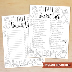 Fall Bucket List Printable, Autumn Bucket List Template, Editable Fall Bucket List, Autumn Activities Checklist, Fall To Do List, PDF