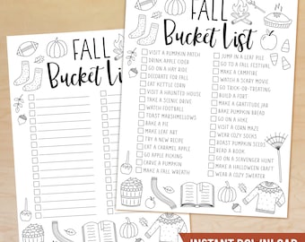 Fall Bucket List Printable, Autumn Bucket List Template, Editable Fall Bucket List, Autumn Activities Checklist, Fall To Do List, PDF