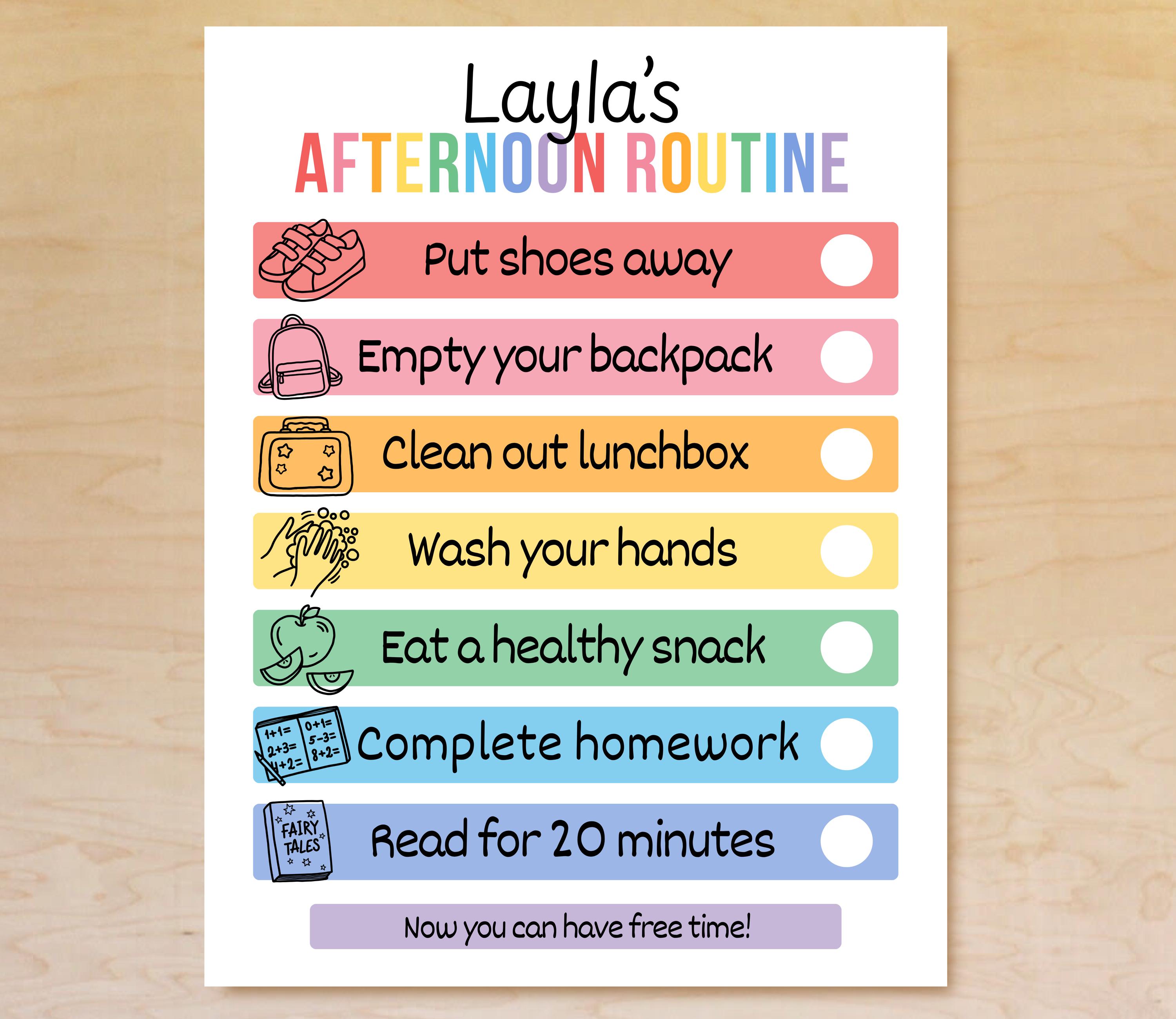 Editable Daily Checklist for Kids, Routine Chart for Kids, School Day ...