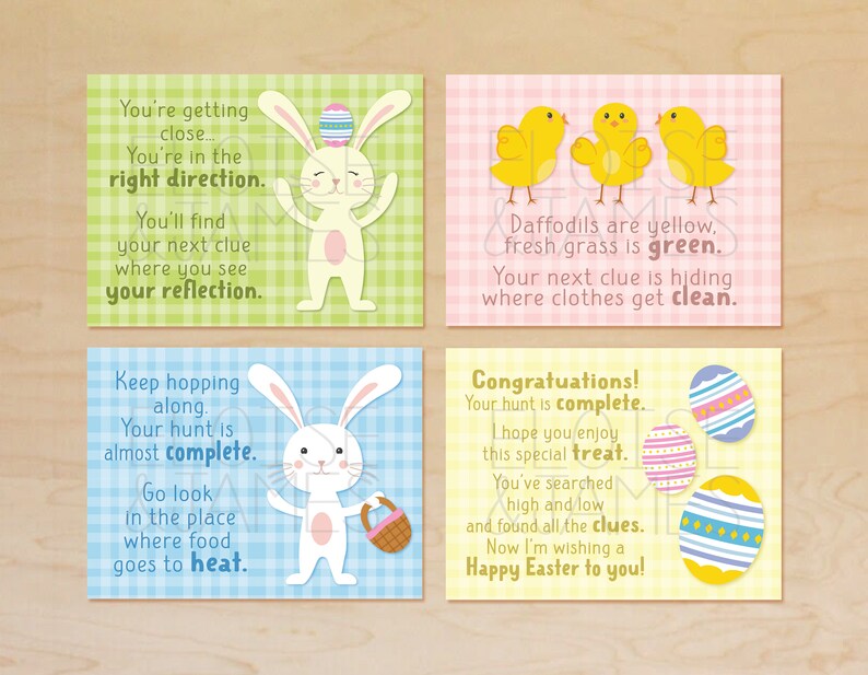 Indoor Easter Scavenger Hunt Clues Easter Egg Hunt Clue Etsy