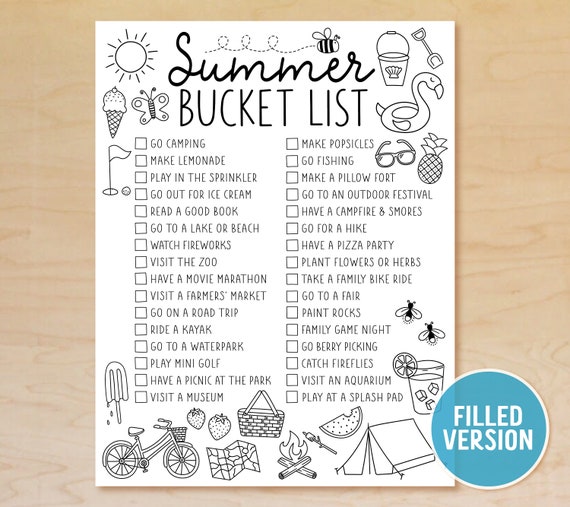 Summer Bucket List Printable, Summer Break Bucket List Template, Summer  Activities Checklist, Summer to Do List, Editable, Instant Download 