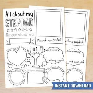 All About Stepdad Fill In Template, Father's Day Gift for Stepdad, Kids Gift for Stepdad, Father's Day Activity, Bonus Dad, Printable