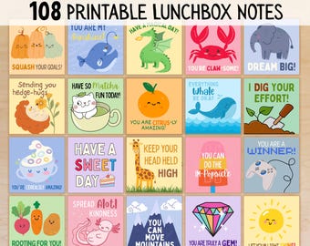 Printable Lunch Box Notes for Kids, Affirmation Lunchbox Notes, Encouraging Notes for Kids, Back to School Lunch Notes, Instant Download