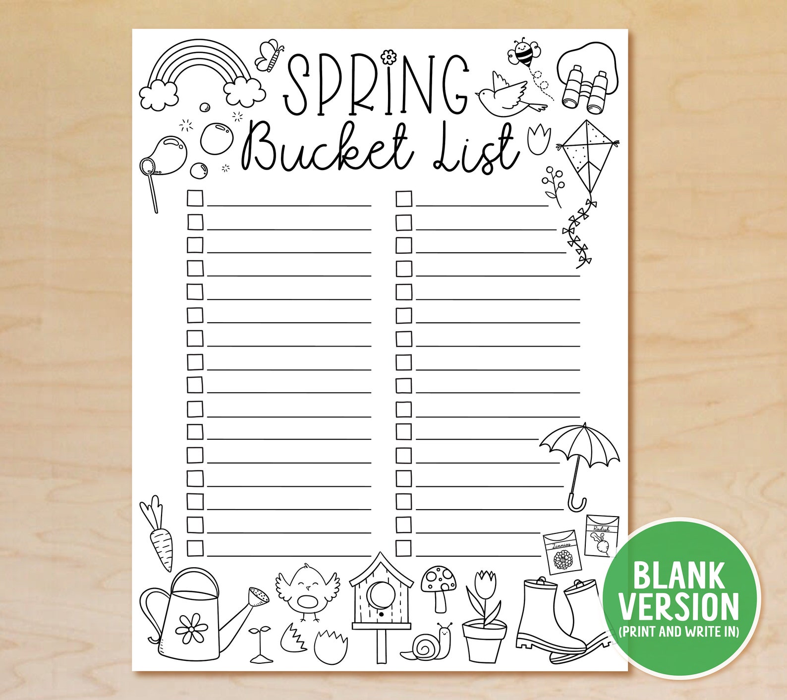 Spring Forward Checklist Spring Bucket List Printable, Spring Checklist Template, Spring Break ...