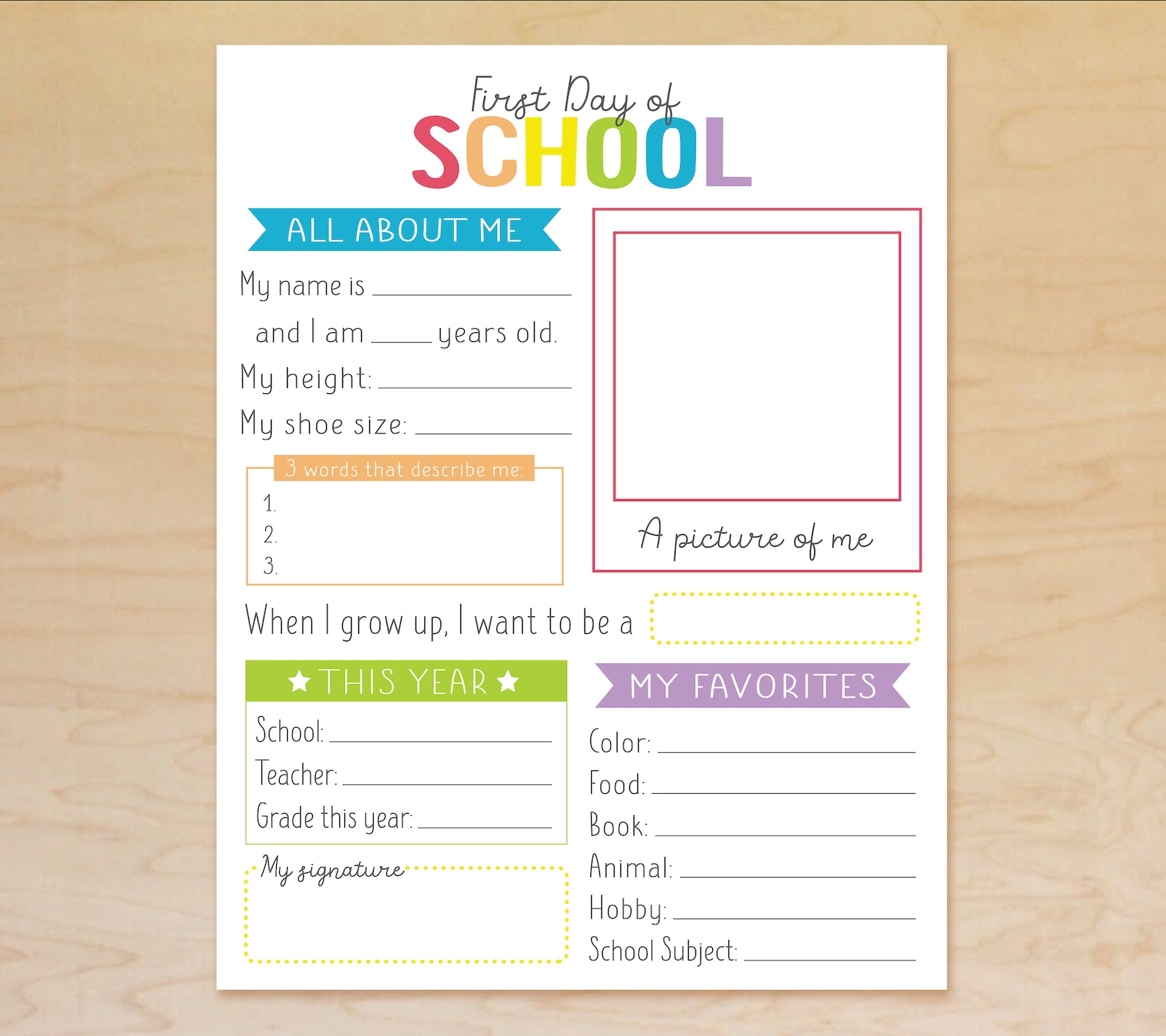 First Day of School Interview Back to School Printable - Etsy