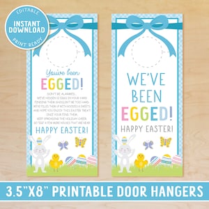 Accroche-porte You've Been Egged, Jeux de Pâques à imprimer, Chasse aux œufs de Pâques de quartier, Activité de Pâques de distanciation sociale, Cadeau de Pâques