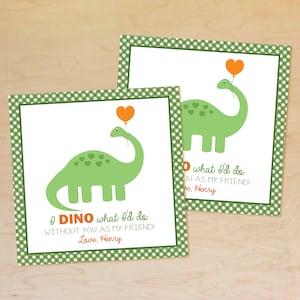 Dinosaur Valentine Tags PERSONALIZED, Dino Classroom Valentine Card, Kids School Valentine, Valentines for Boys, Preschool Valentine