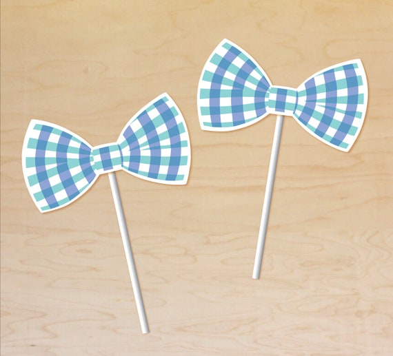 Bowtie Cupcake Toppers Bow Tie Party Decor Plaid Bow Tie Etsy