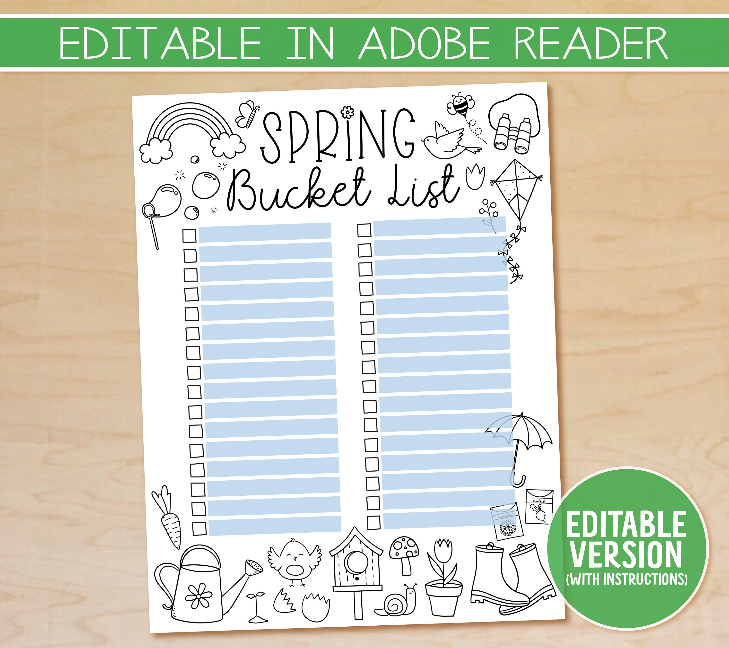 Spring Time Checklist Spring Bucket List Printable, Spring Checklist Template, Spring Break ...