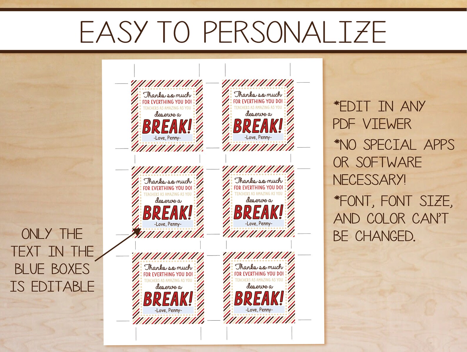 Kit Kat Gift Tag Teacher Appreciation Tags Teacher Thank Etsy