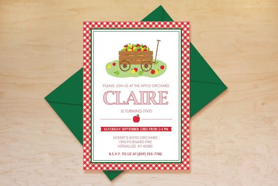 Apple Orchard Invitation, Orchard Birthday Invitation, Apple Birthday Invitation, Apple Wagon Invitation, Fall Birthday Theme, Printable