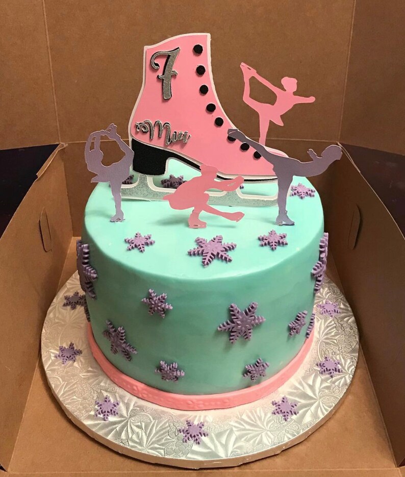 Ice Skate Cake Topper Figure Skating Party Ice Skater Party Etsy