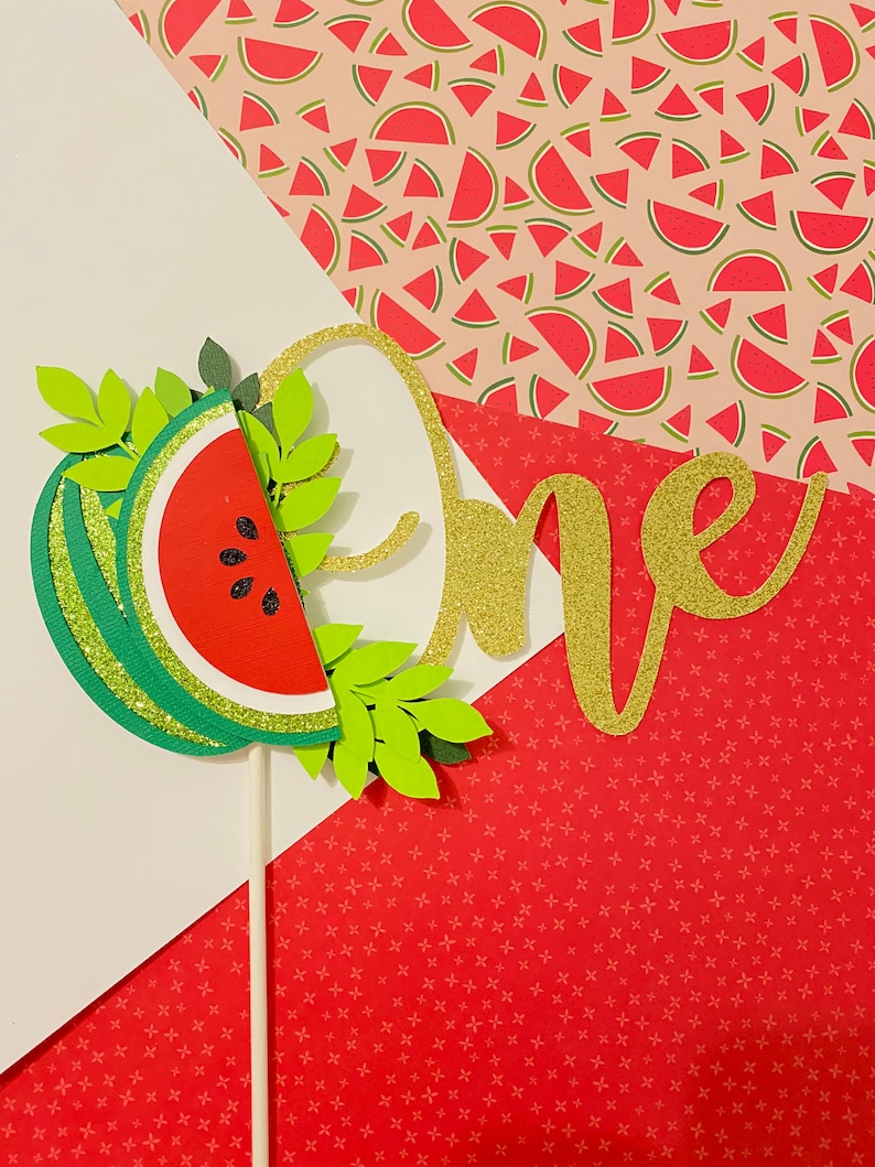 Watermelon First Birthday Topper Watermelon Cake Topper One Etsy