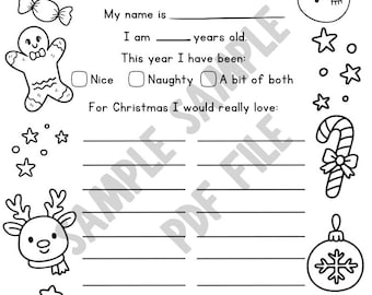 Dear Santa, Christmas School, Letter to Santa Coloring Page Christmas Wish List, Christmas Activity, Christmas Coloring Printable PDF