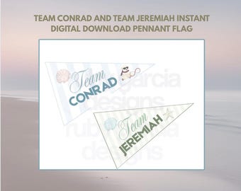 Coastal Summer Pennant Flags | Team Party Decor | Beach Birthday Printable | Teen Summer Party | Digital Download (PDF Download)