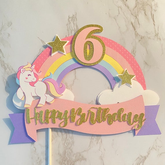 unicorn cake topper rainbow cake topper unicorn birthday etsy