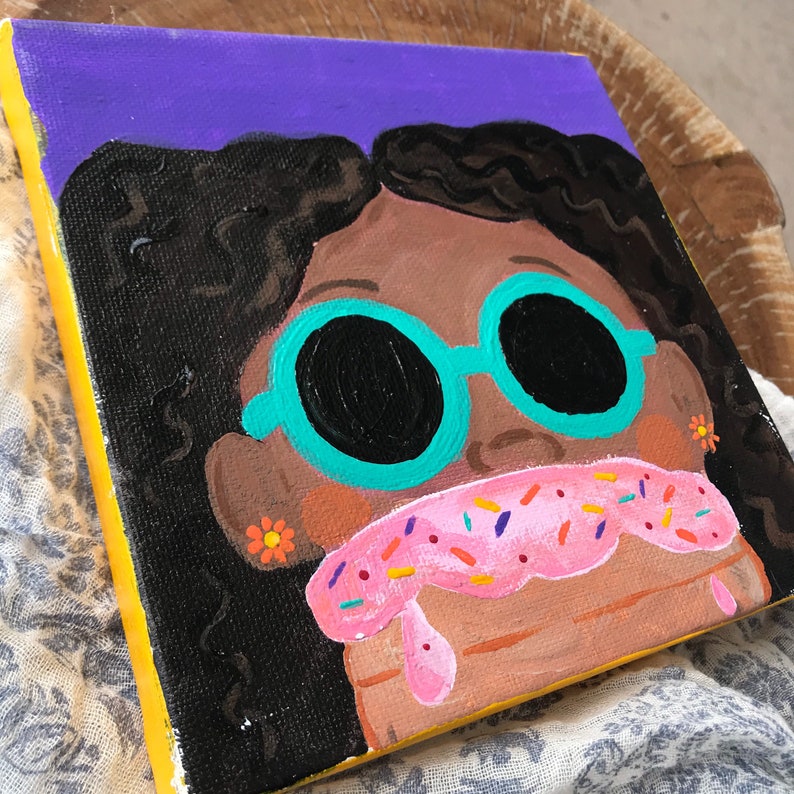 Canvas Original Art, Acrylic on Canvas, Doughnut Painting, Donut Lover ...