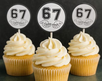 67 Cupcake Toppers, 67 Theme party, Trendy Cuocake Toppers