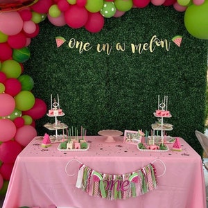 One in a Melon Banner, watermelon banner, watermelon birthday decor