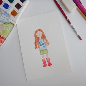 Ilustraciones en acuarela de 5 x 7, ilustraciones infantiles, retrato familiar, acuarela familiar, dibujos animados infantiles, ilustración infantil de 5 x 7