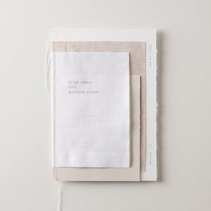 Layered Linen Wedding Invitation, torn edge, deckle edge, natural, minimalist, simple, linen, wedding invitation image 1