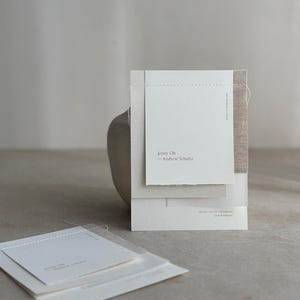 Invitación de boda de lino natural, borde rasgado, borde desbarbado, natural, minimalista, simple, lino, invitación de boda