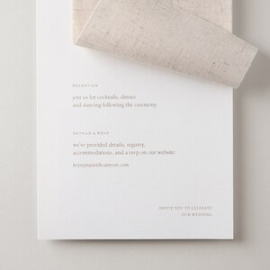 Natural Linen Wedding Invitation, torn edge, deckle edge, natural, minimalist, simple, linen, wedding invitation image 5