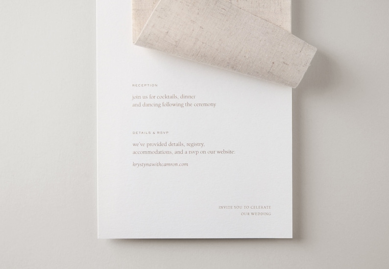 Natural Linen Wedding Invitation, torn edge, deckle edge, natural, minimalist, simple, linen, wedding invitation image 5