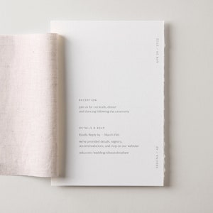 Layered Linen Wedding Invitation, torn edge, deckle edge, natural, minimalist, simple, linen, wedding invitation image 4