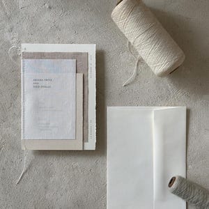 Layered Linen Wedding Invitation, torn edge, deckle edge, natural, minimalist, simple, linen, wedding invitation