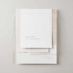 Natural Linen Wedding Invitation, torn edge, deckle edge, natural, minimalist, simple, linen, wedding invitation image 1