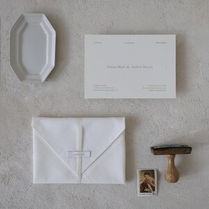 Faire-part de mariage réutilisable, bord déchiré, bord bordure, naturel, minimaliste, simple, lin, faire-part de mariage