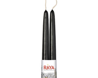 Handmade Black Beeswax Taper Candles - 9 Inch Classic Dinner Candles