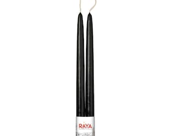 Black Beeswax Taper Candles - 13" Handmade Dinner Candles