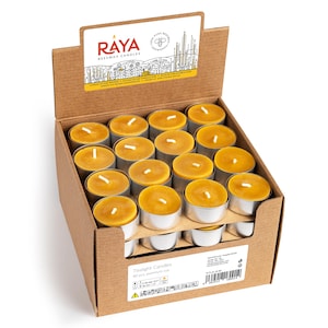 Natural Beeswax Tealight Candles - 80 Bulk Pack - 4-5 Hour Burn