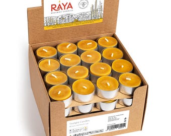 Natural Beeswax Tealight Candles - 80 Bulk Pack - 4-5 Hour Burn