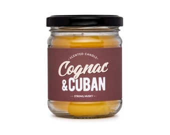 Cognac & Cuban scented natural beeswax candle, jar