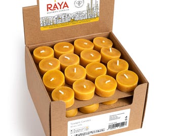 Natural Beeswax Tealight Candle Refills - 80 Bulk Pack