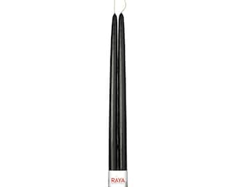 Black Beeswax Taper Candles - 17" Hand-Dipped Dinner Candles